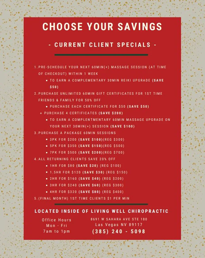 Chiropractic Las Vegas NV Holiday Sales Brochure